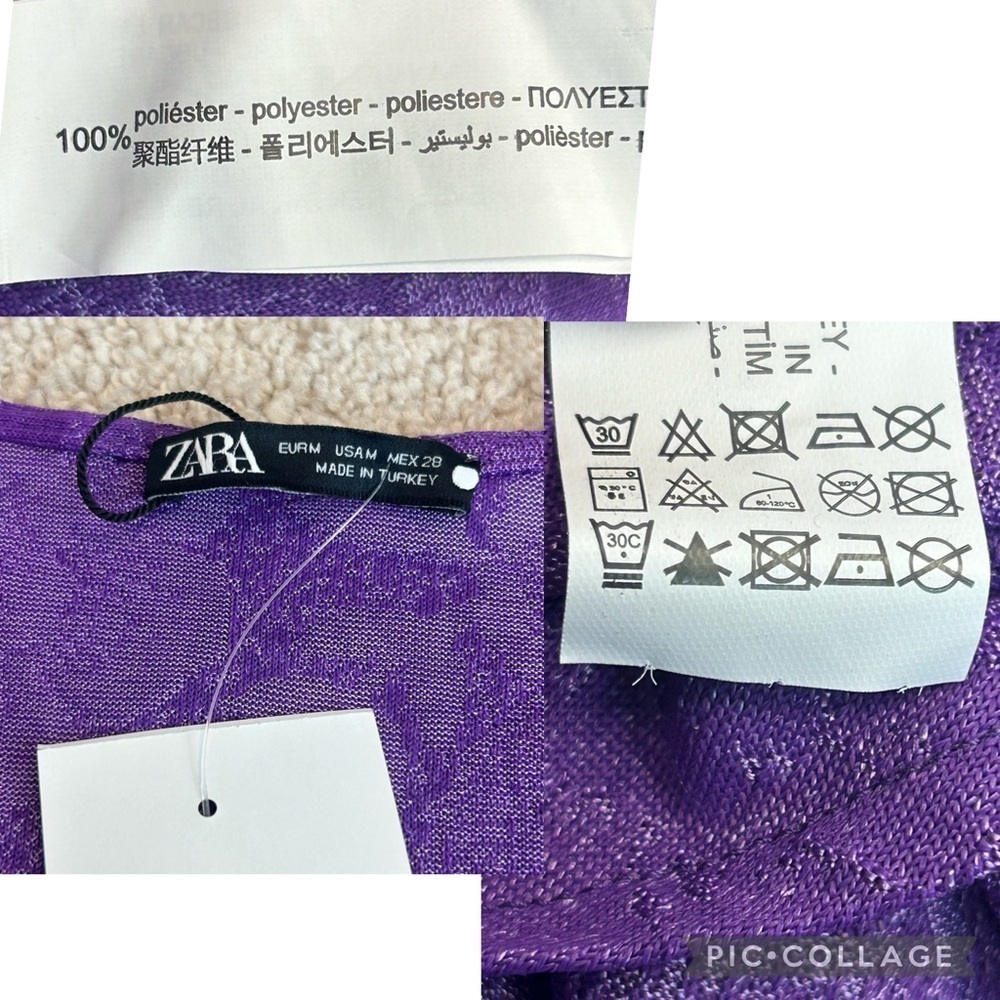 Zara purple jacquard ruffle frill draped ruched long sleeve wrap dress Sz M NWT - Picture 8 of 10